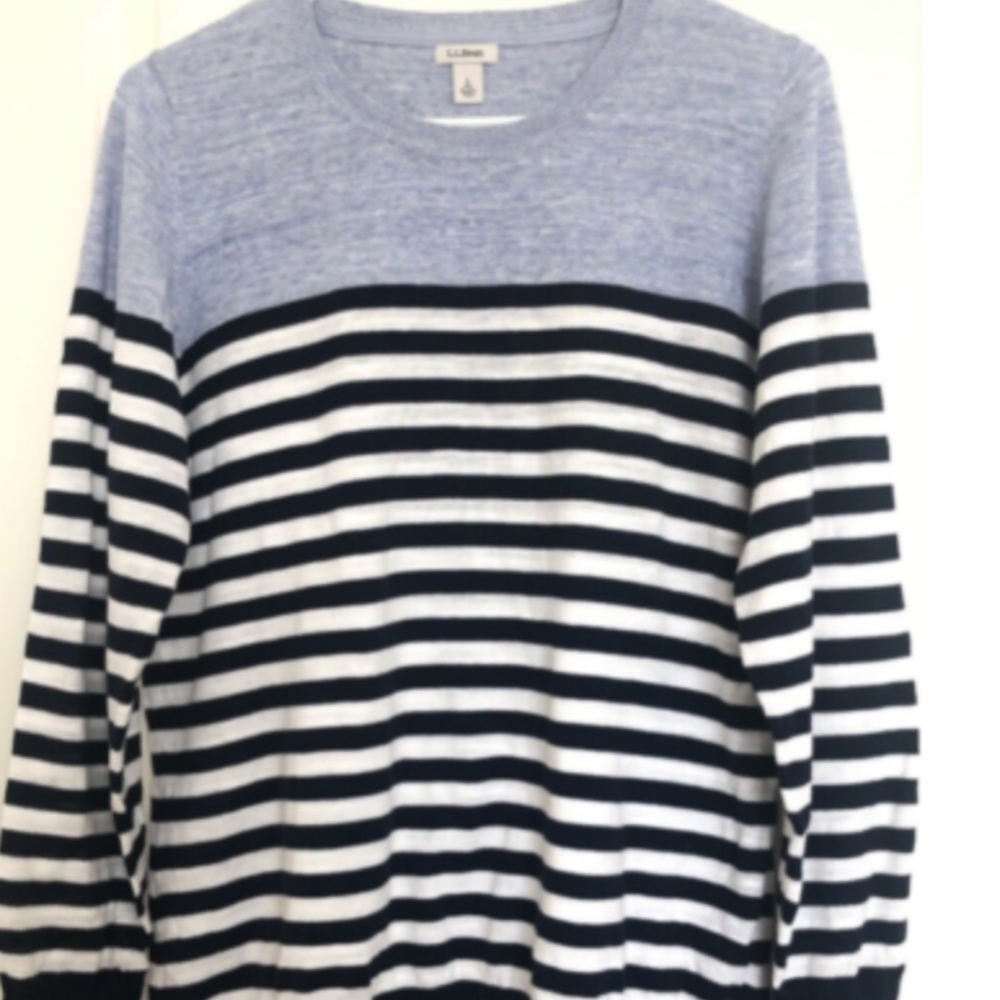 LL Bean CrewNeck 100% Cotton Sweater Large Blue Men Fashion